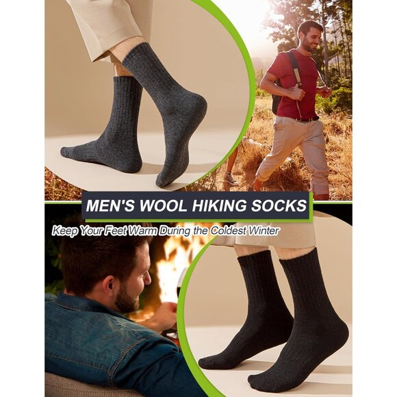 5 Pairs Wool Socks Mens Thick Thermal Winter Boot Socks for Men Warm Hiking Supe - Picture 6 of 6